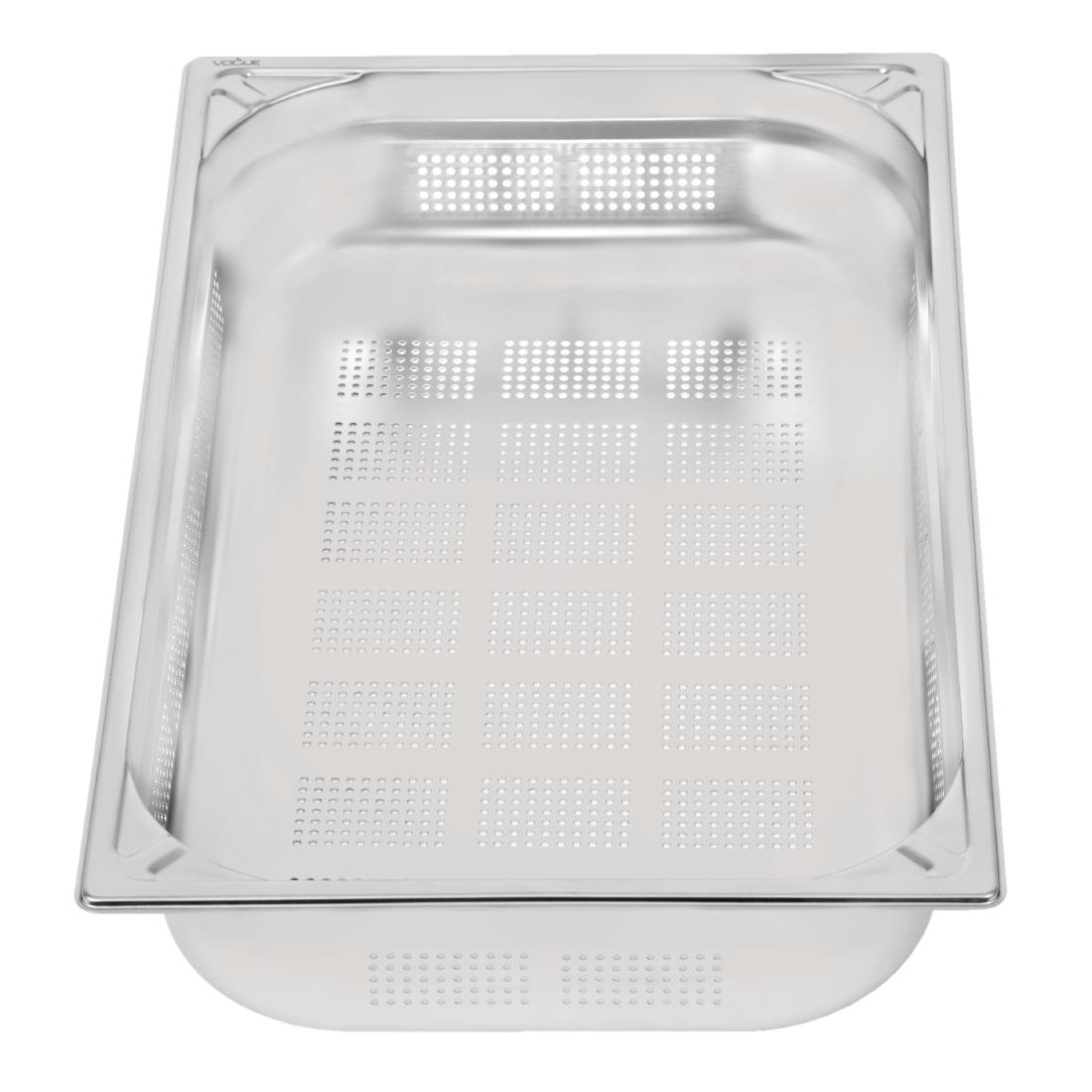 Bac inox 18/10 perforé GN 1/1 professionnel Vogue 100mm DW462