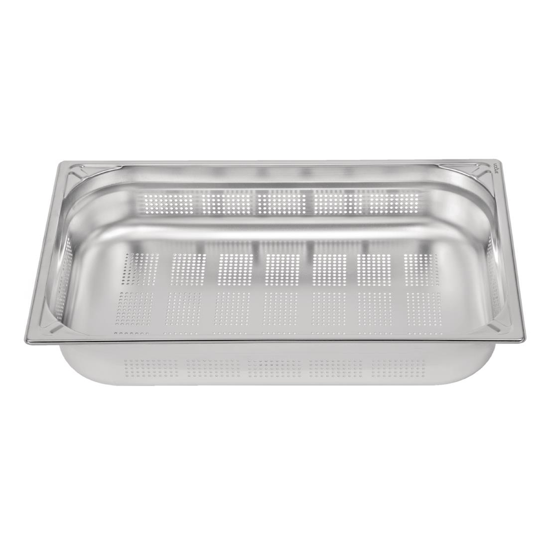 Bac inox 18/10 perforé GN 1/1 professionnel Vogue 100mm DW462