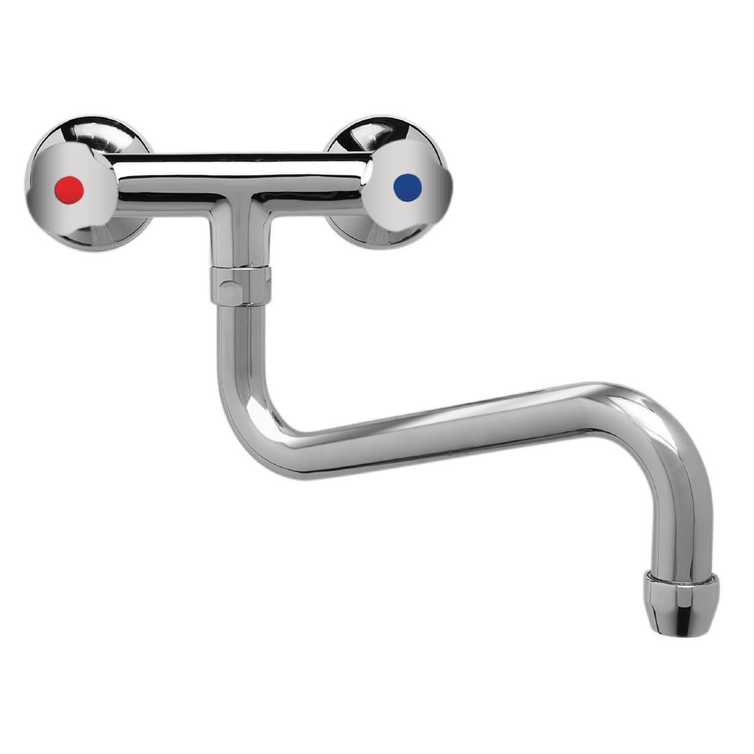 Robinet mélangeur bi-trou modèle lourd 3/4" fixation murale col bas 200 mm Gastro M DY389