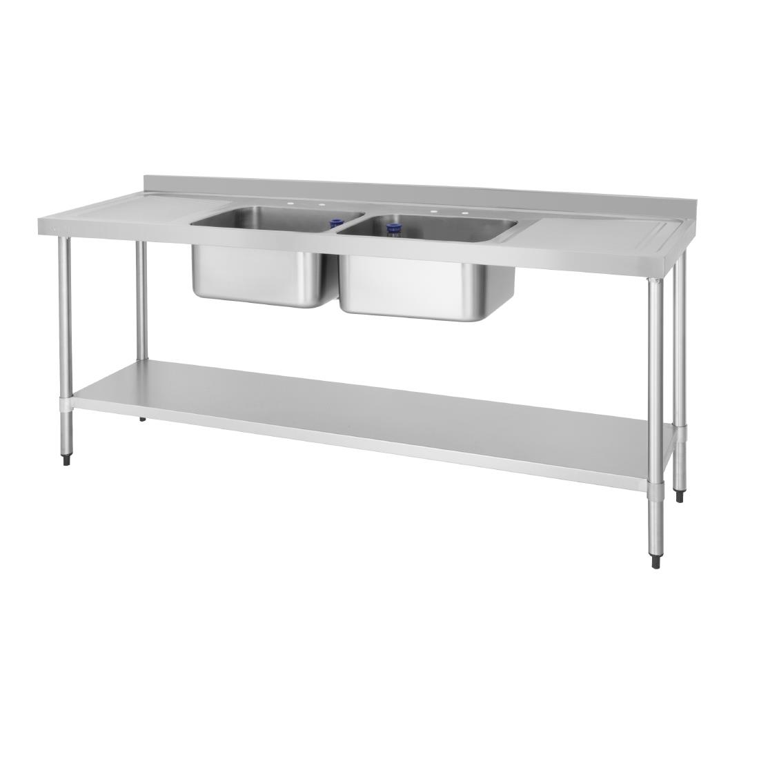 Plonge deux bacs deux égouttoirs Vogue 2100mm DY829