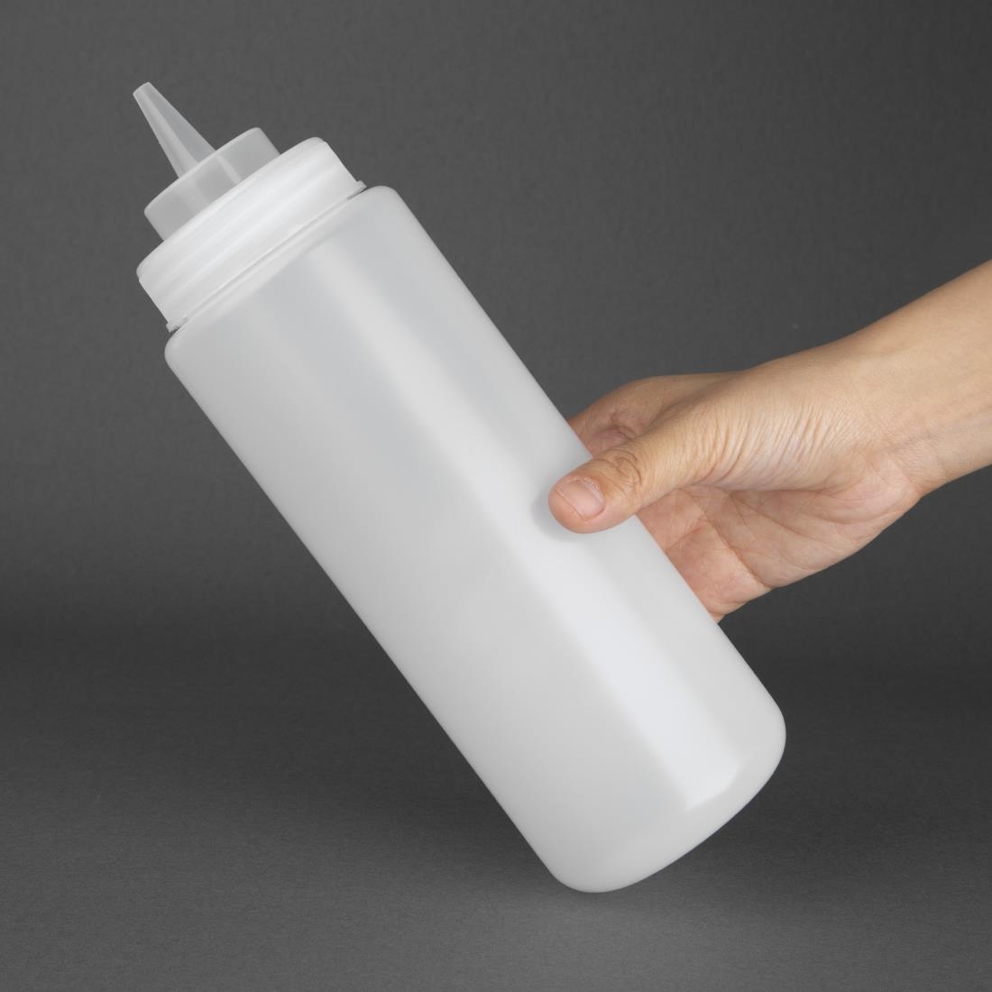 Distributeur de sauce à col large Vogue 909ml transparent E093