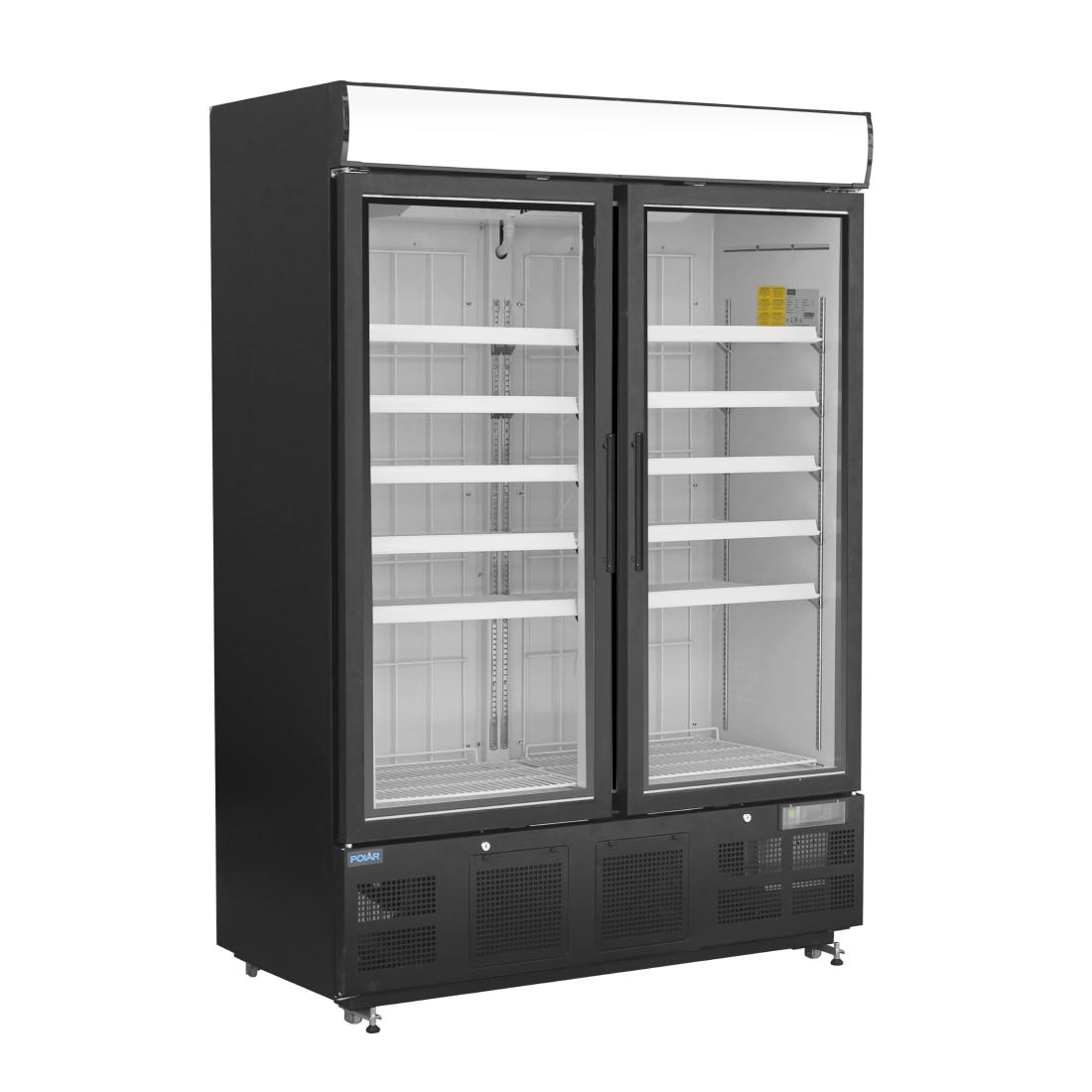 Vitrine réfrigérée négative avec caisson lumineux Polar Série G 920L noire GH429