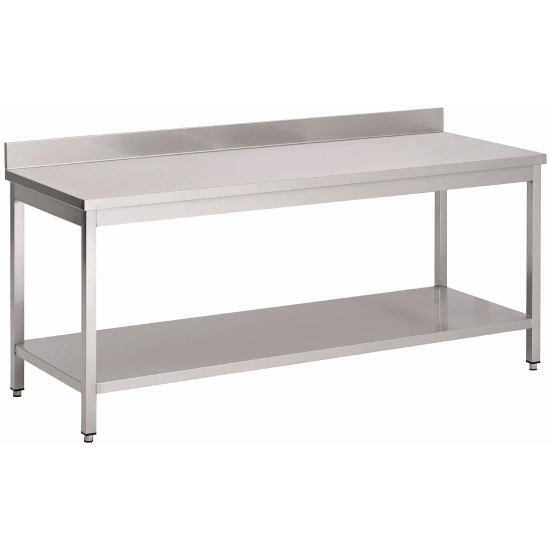 Table inox avec étagère basse et dosseret Gastro M 1000 x 700 x 890mm GN131