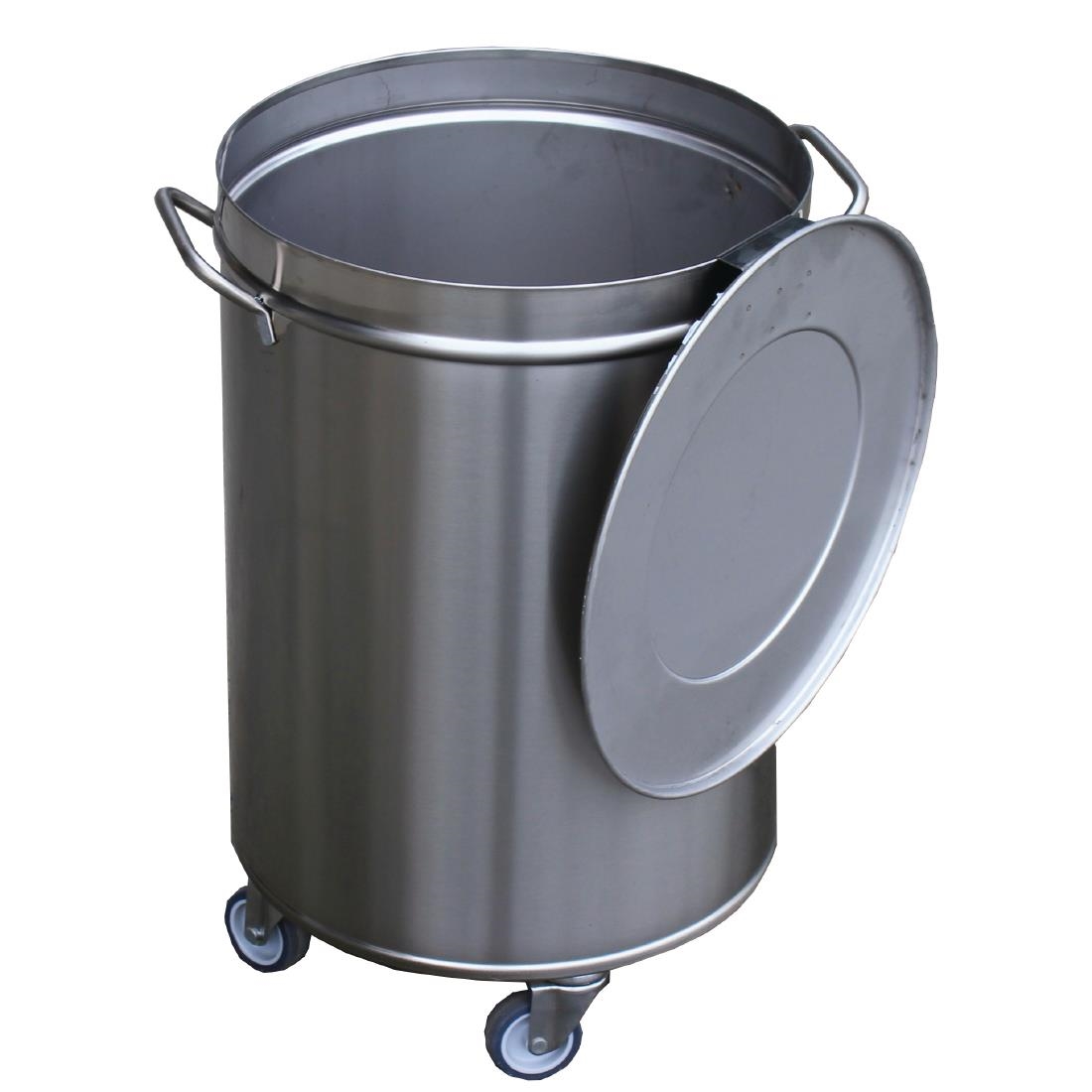 Poubelle inox avec roues et couvercle Gastro M 90L GN146