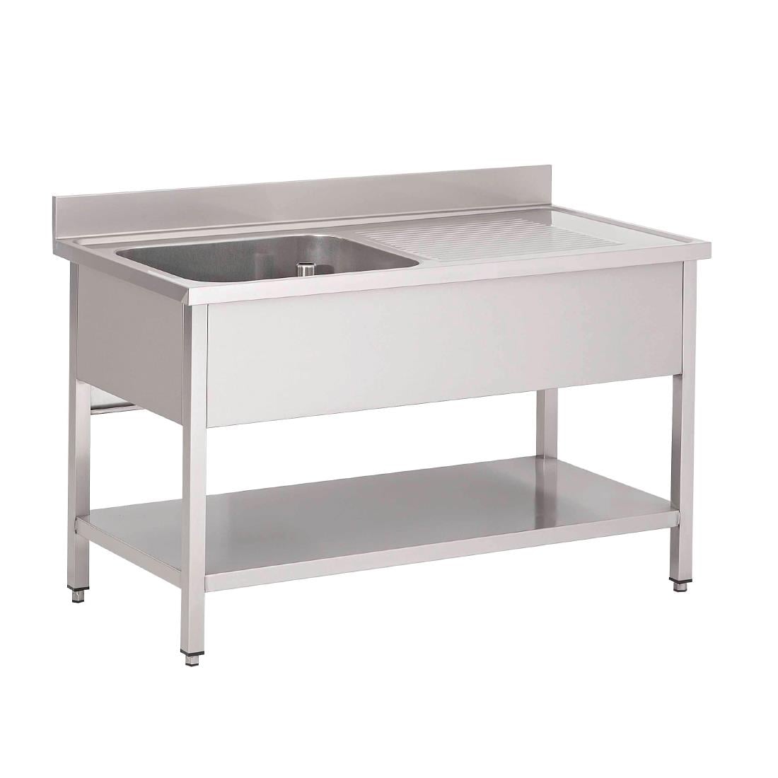 Plonge inox avec étagère basse Gastro M 1 bac à gauche 120 x 70 x 85 cm GN200