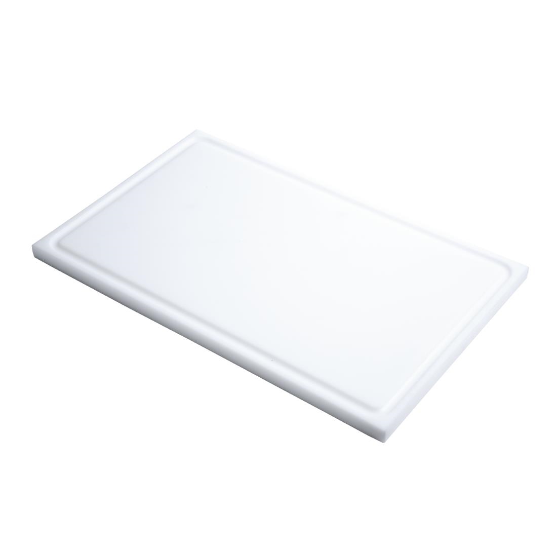 Planche à découper avec rigole GN1/1 en polyéthylène haute densité Gastro M  blanche GN332