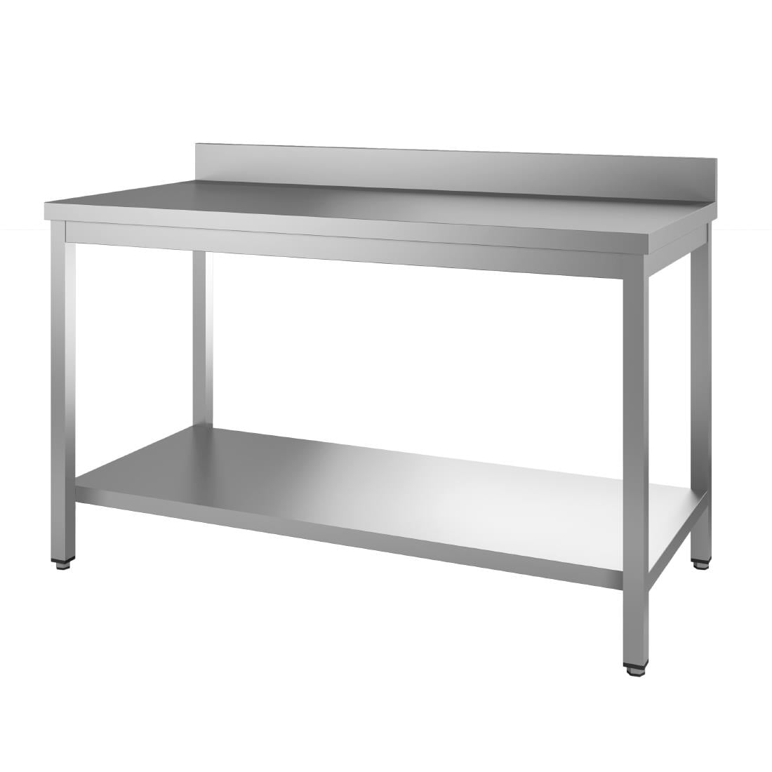 Table de préparation inox 304 avec étagère basse et dosseret Gastro M 89x150x70cm GS042