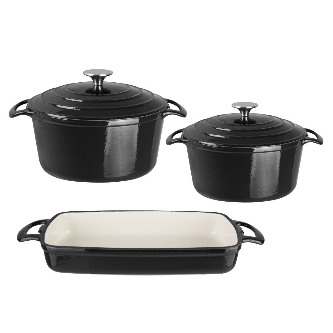 Ensemble 3 pièces cocottes et plat à rôtir en fonte Vogue Cook Like A Pro SA620