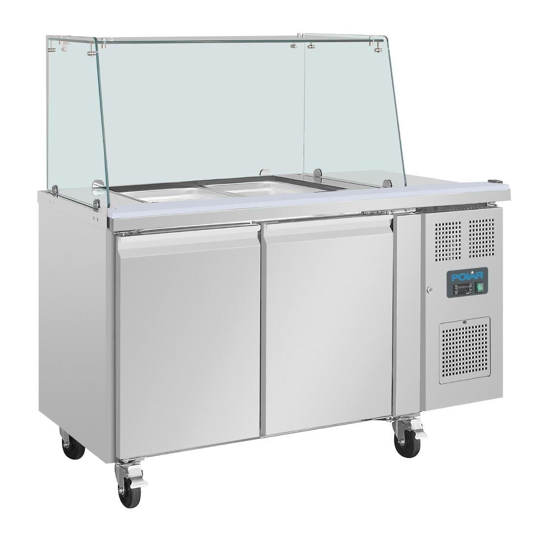 Comptoir à salade GN avec pare-haleine carré Polar Série U 2 portes UA017
