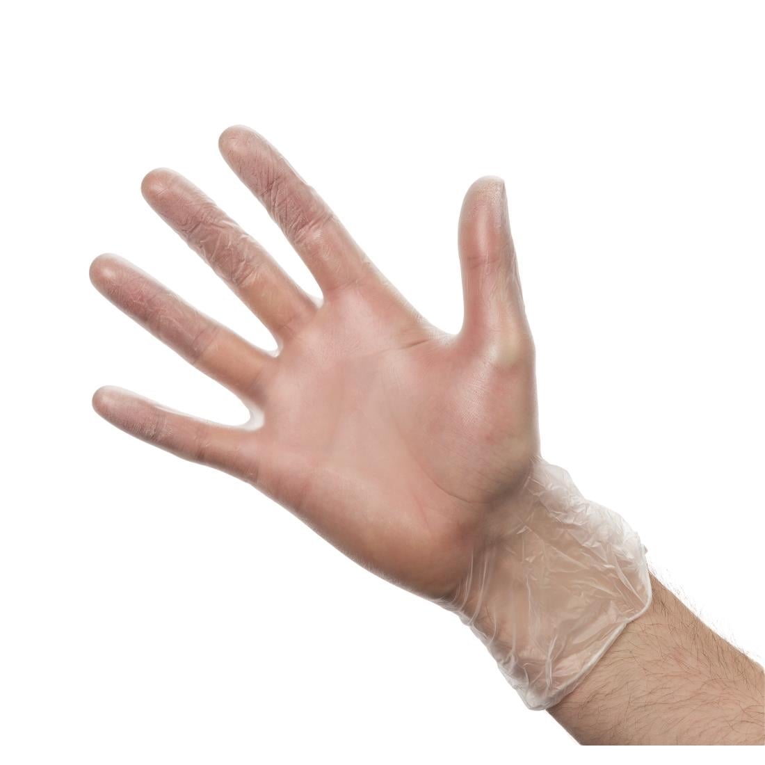 Gants en vinyle poudrés transparents Hygiplas XL (Lot de 100) Y252-XL