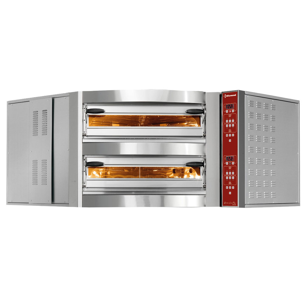 Four électrique d'angle, 2 compartiments, 2 x 8 pizzas Ø 350 mm DIAMOND CGD/2-DP--230/3-