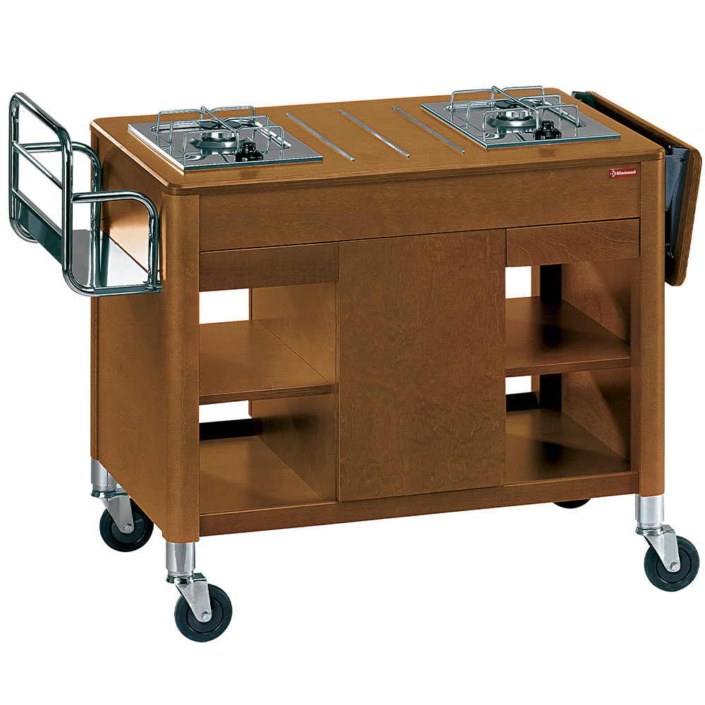 chariot flambé, 2 brûleurs à gaz, bois « noyer » DIAMOND CNF-2F