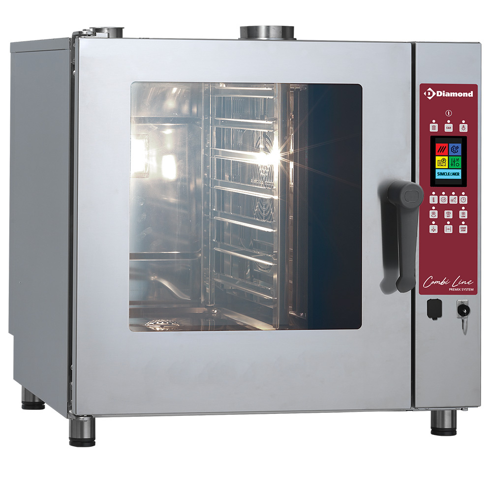 Four à gaz, écran tactile vapeur/convection, 7 brûleurs GN 1/1 - Nettoyage automatique DIAMOND DGV-711/PTS