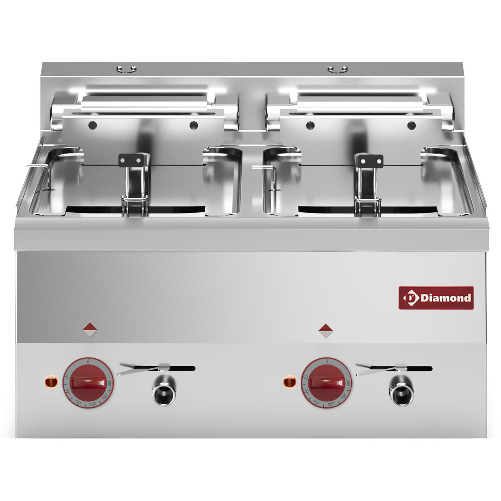 Friteuse électrique, 2 cuves de 10 litres -Haut- DIAMOND E60/F20-6T-N