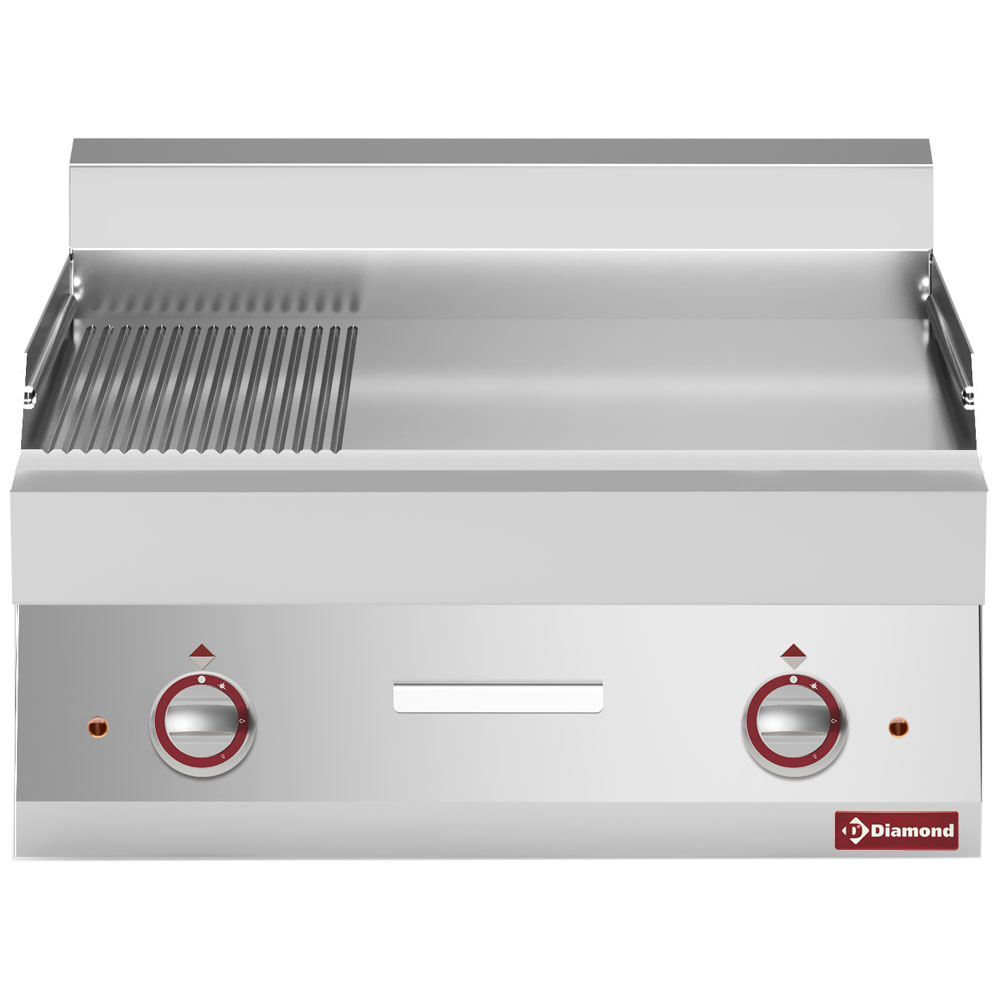 Plaque de cuisson électrique 2/3 plate et 1/3 striée -dessus- "Alpha 650" DIAMOND E65/PM7T-230V/3-N