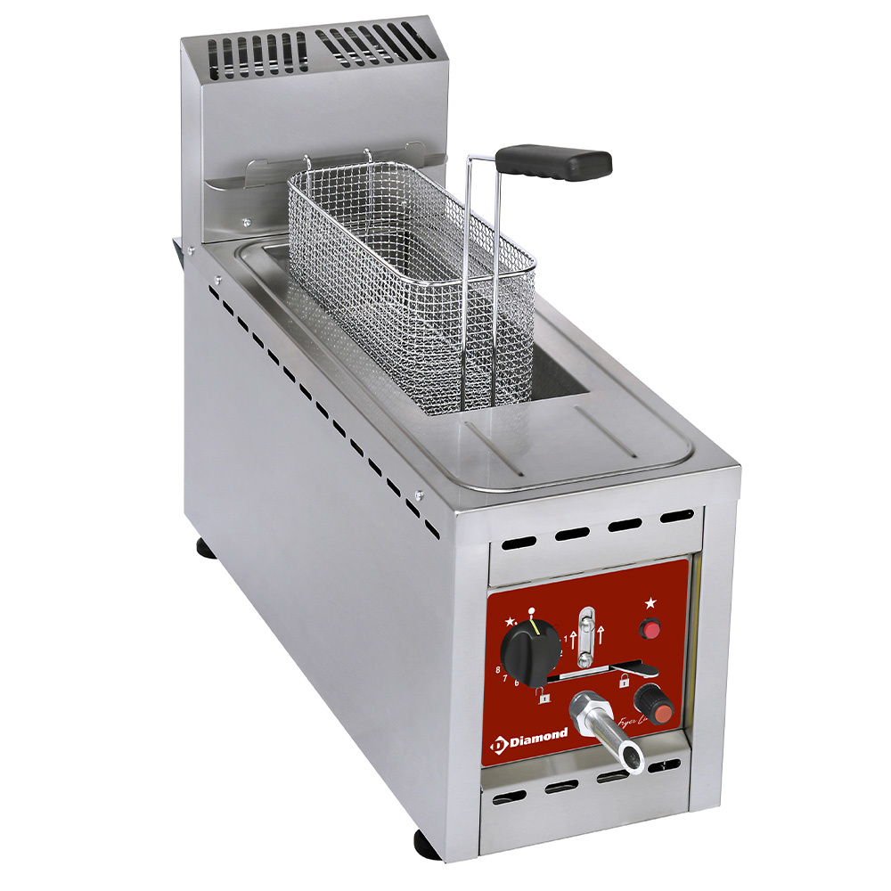 Friteuse à gaz 1 réservoir de 8 litres - HAUT - DIAMOND FSM-8GT/S