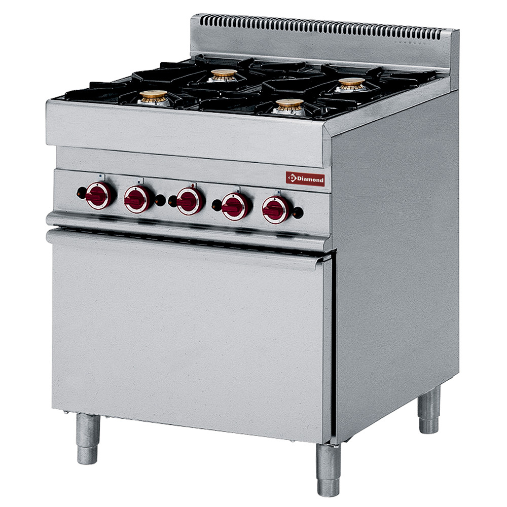 Cuisinière à gaz 4 brûleurs et four à convection électrique GN 1/1 DIAMOND G65/4BFEV7
