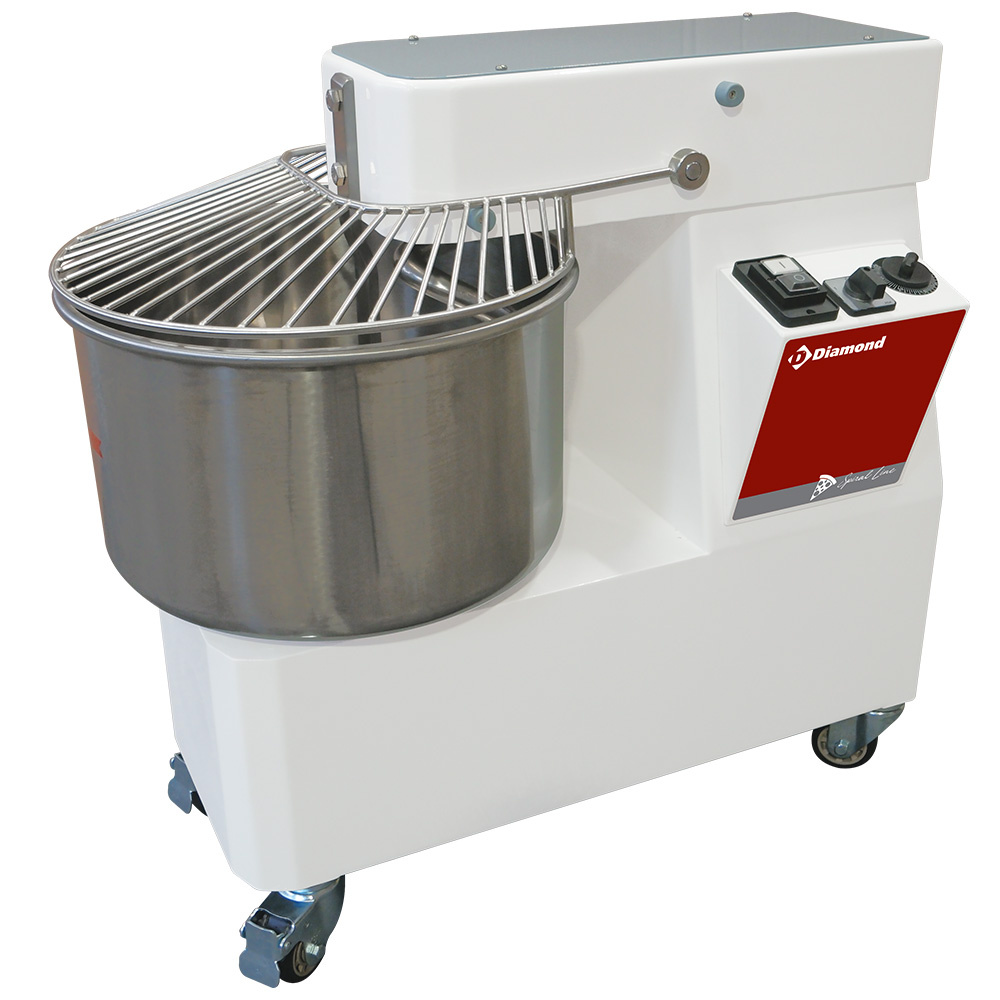 Pétrisseur à spirale 42 litres, 2 vitesses, minuterie, sur roues DIAMOND NT42/T2V-Y