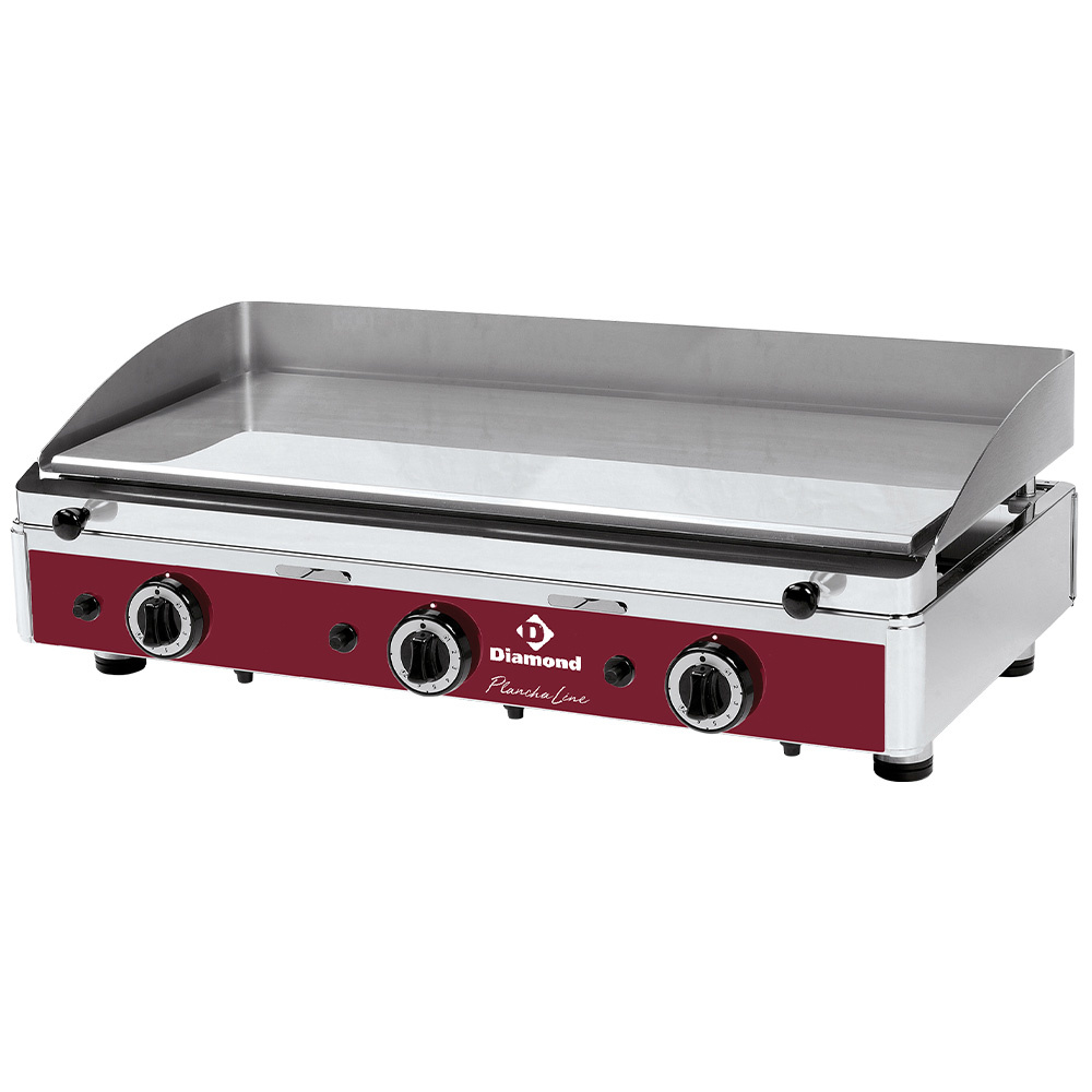 Surface de cuisson à gaz lisse, chromée DIAMOND PLANCHA/3CR-N