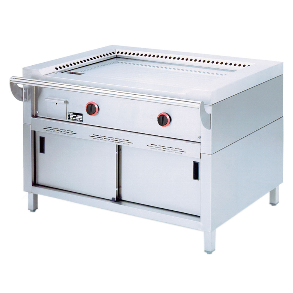 Plaque de cuisson à gaz « Teppanyaki », 2 zones (2 x 7 kW), sur meuble DIAMOND TPG2-12