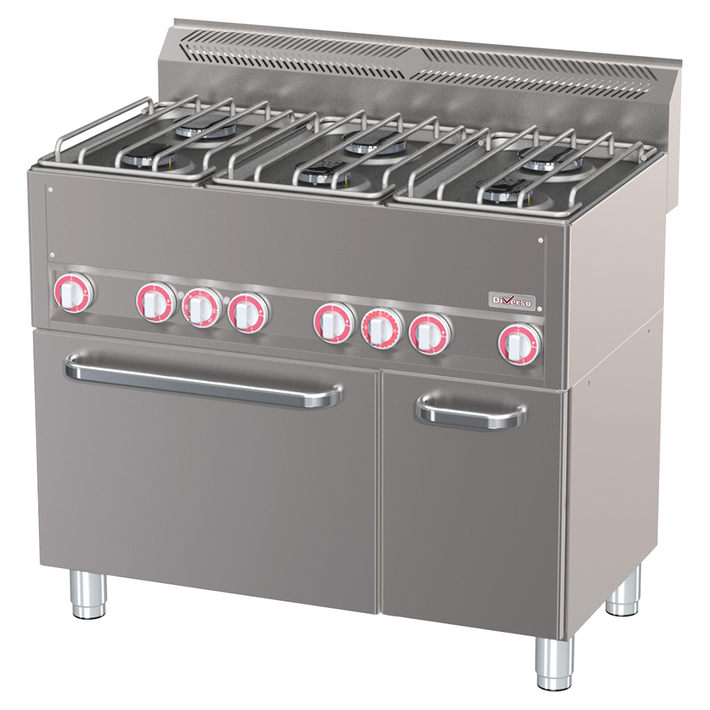 Cuisinière à 6 brûleurs avec four à convection GN1/1 et armoire neutre DIVERSO WR-G6CF-21