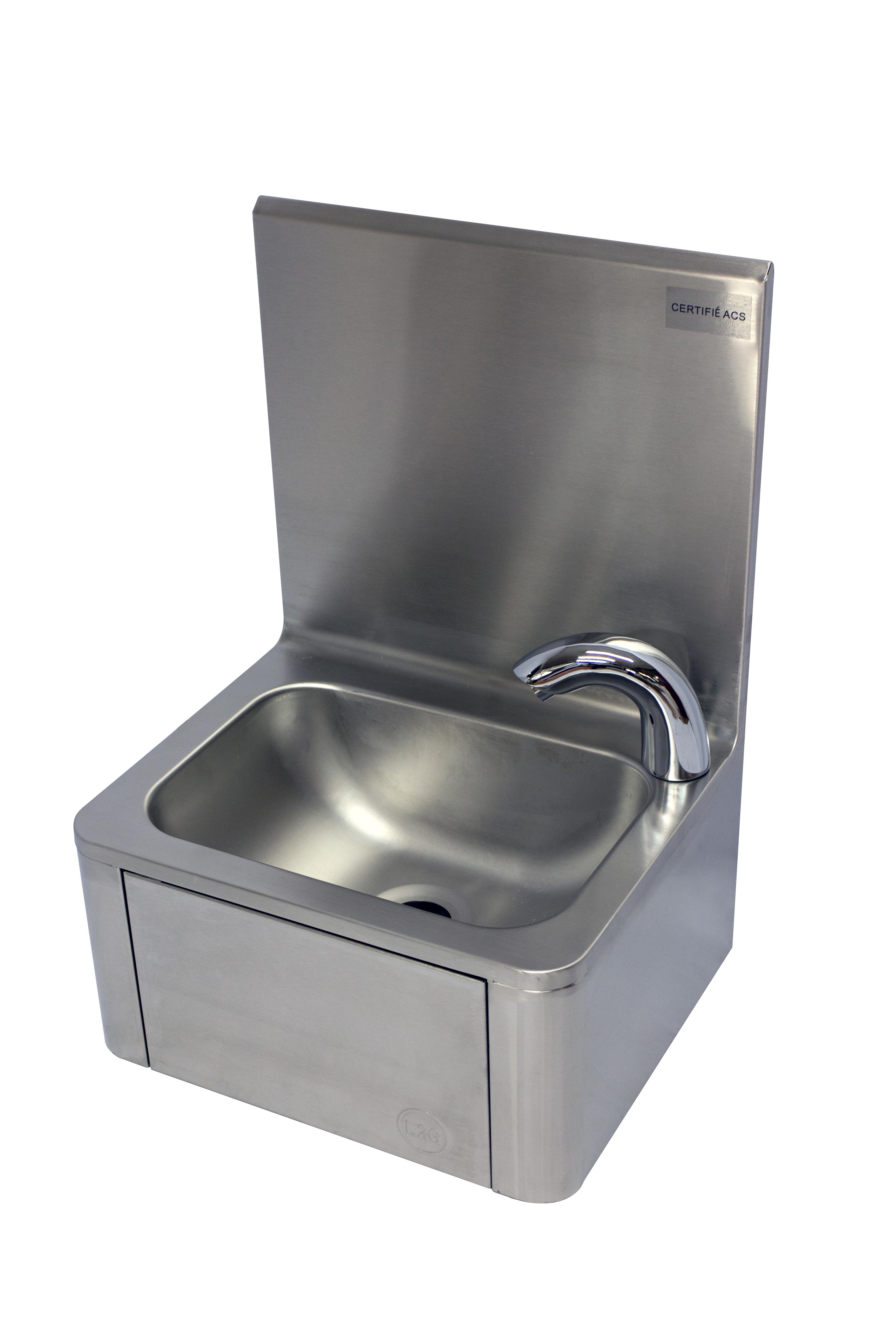 LAVE-MAINS INOX ADOSSE AVEC ROBINET ELECTRONIQUE L2G LMDE