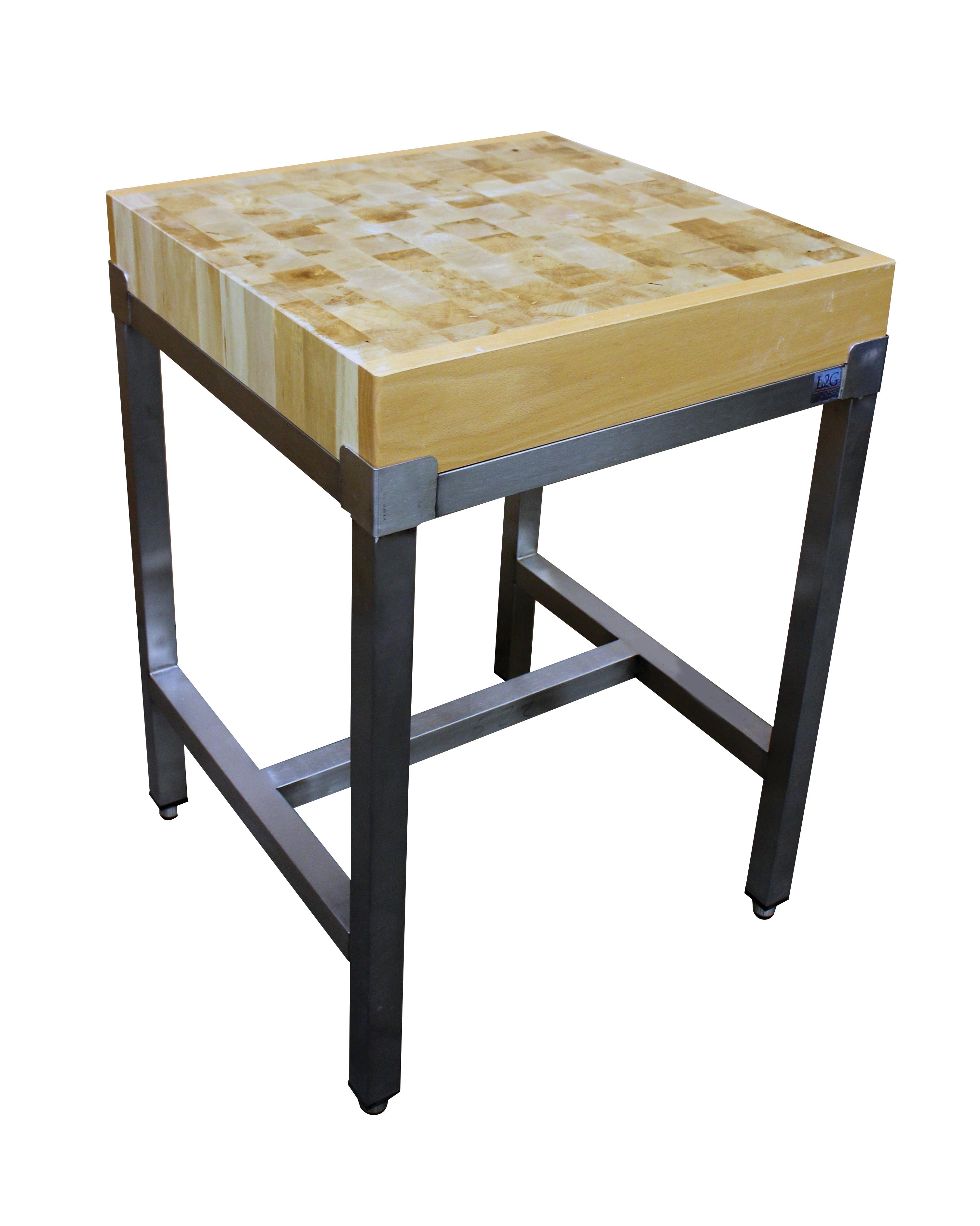BILLOT BOIS 500X500X100 MM SUR PIETEMENT INOX L2G F-B55B-100