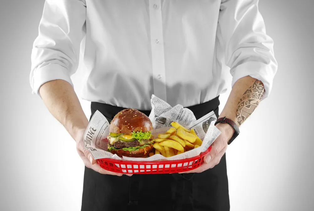 Paniers de service style fast-food, HENDI, Noir, 6 u., 275x175x(H)38mm