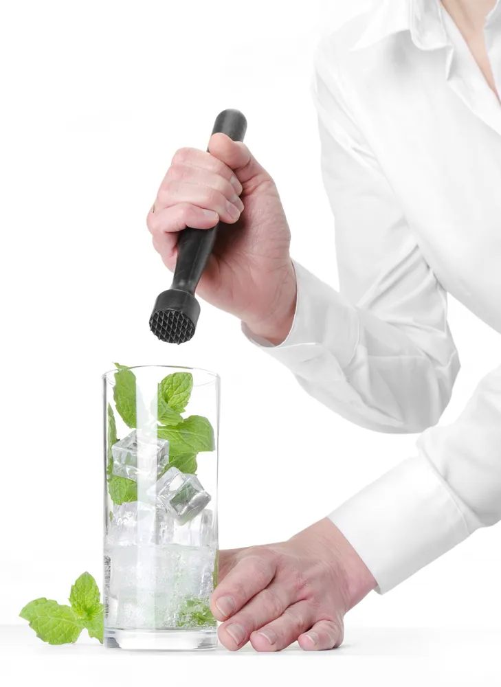 Pilon à cocktail, BarUp, Tête rainurée, Noir, ⌀34x207mm