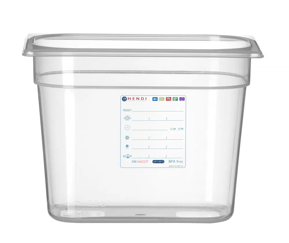Bac Gastronorme 1/4, HENDI, GN 1/4, 1,8L, Transparent, 265x162x(H)65mm