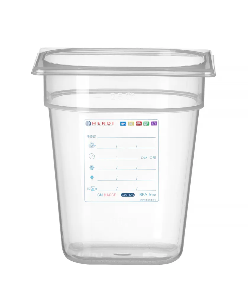 Bac Gastronorme 1/6, HENDI, GN 1/6, 1,6L, Transparent, 176x162x(H)100mm