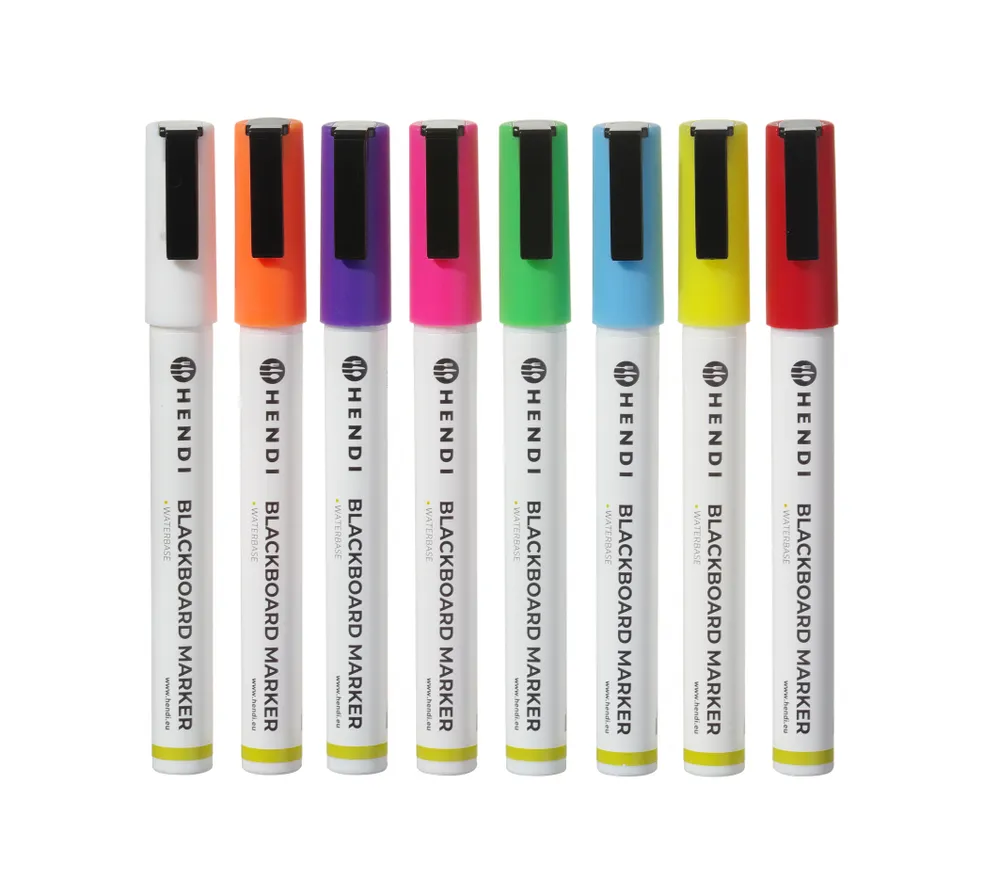 Feutres à craie 3 mm, HENDI, 1 blanc, 1 rouge, 1 bleu, 1 vert, 1 jaune, 1 violet, 1 orange et 1 rose