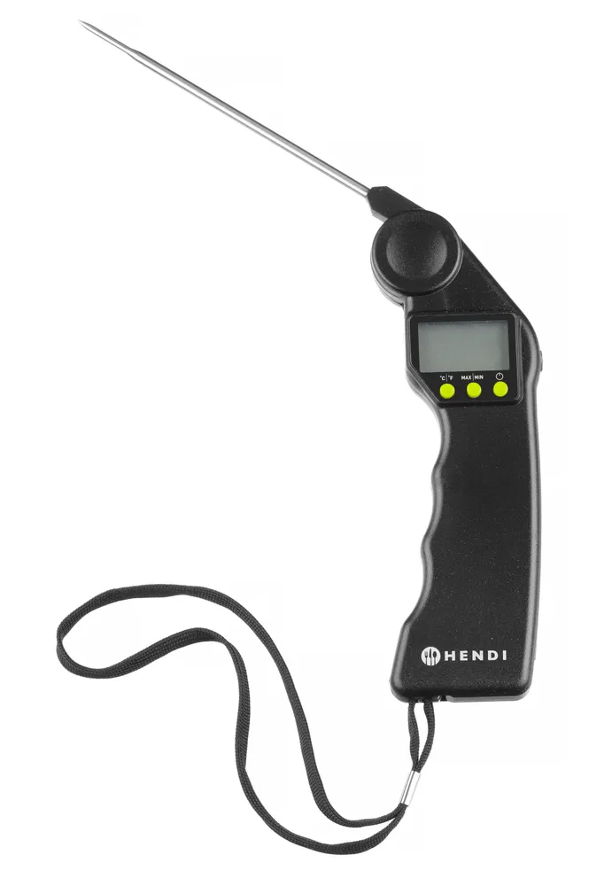 Thermomètre numérique avec sonde pliable, HENDI, Noir, 160x55x(H)20mm