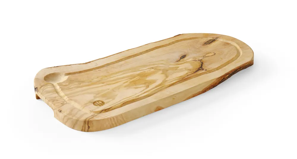 Planche à découper avec rigole en bois d'olivier, HENDI, 300x210x(H)18mm