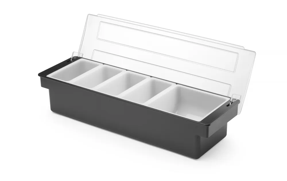 Boîte à ingrédients - 5 bacs, BarUp, Noir, 480x150x(H)100mm