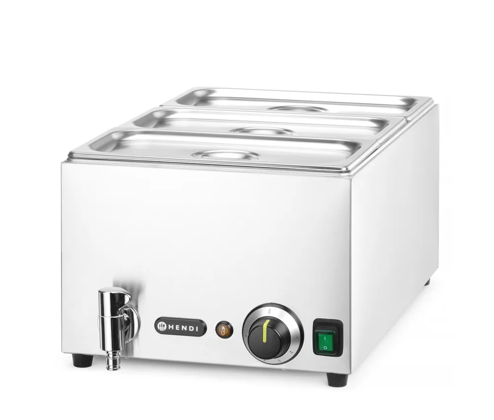 Set Bain-marie avec robinet de vidange HENDI RANGER + 3 x bac GN 1/3 avec couvercle, HENDI, GN 1/1, 230V/1000W, 604x332x(H)242mm