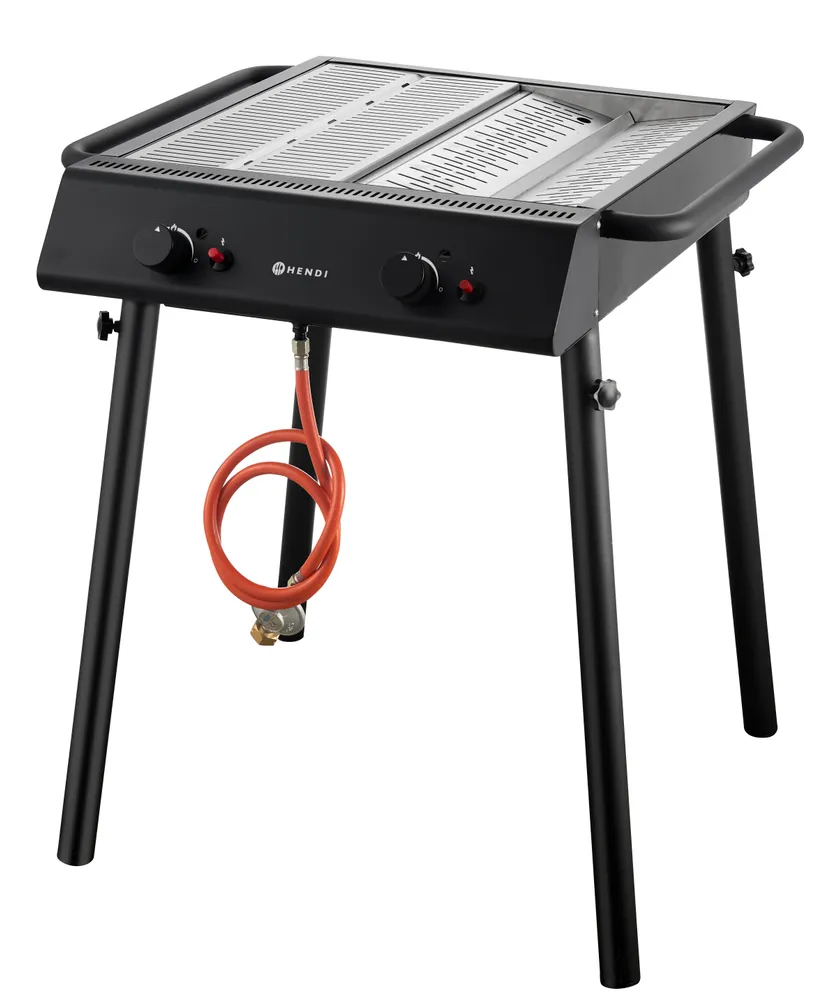Xantos Black Gril à gaz, HENDI, Noir, 9,5kW, 770x710x(H)870mm