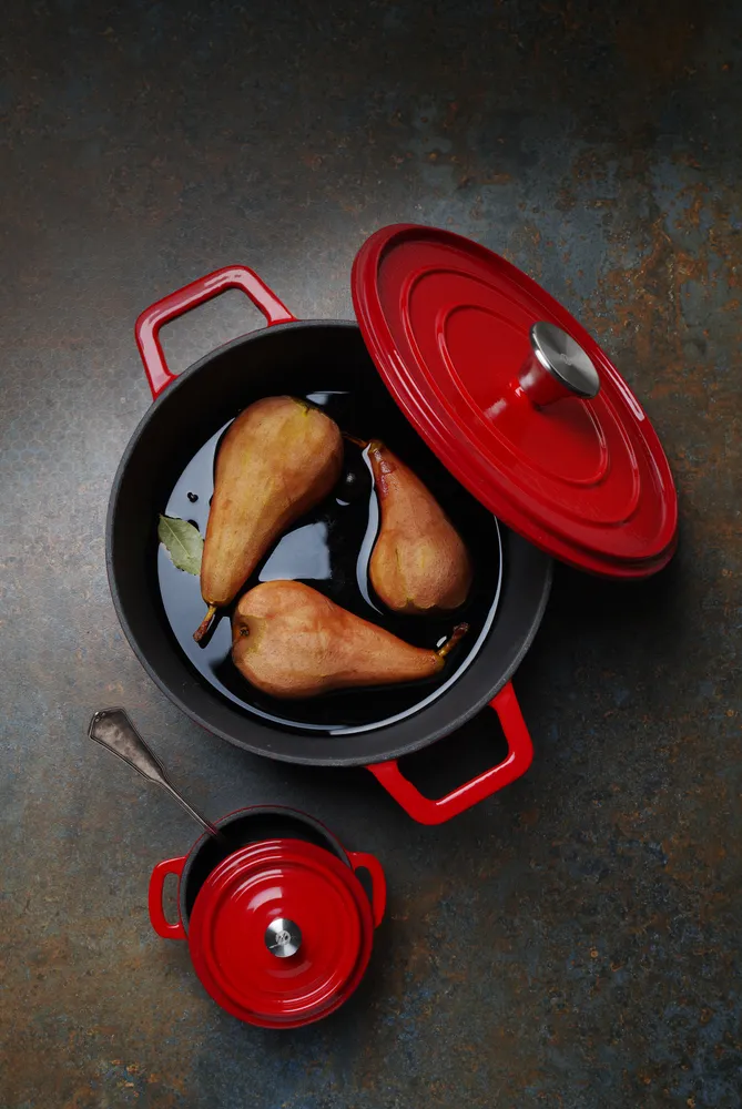 Cocotte en fonte émaillée, HENDI, 4,4L, Rouge, 365x290x(H)115mm