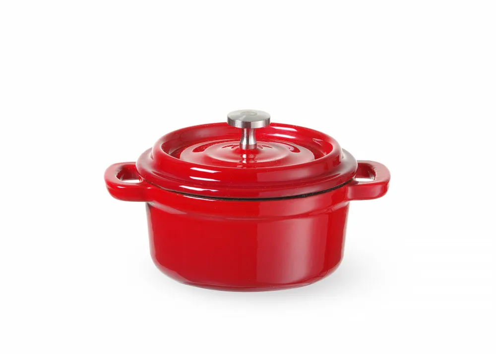 Cocotte en fonte émaillée, HENDI, 6,88L, Rouge, 405x255x(H)134mm