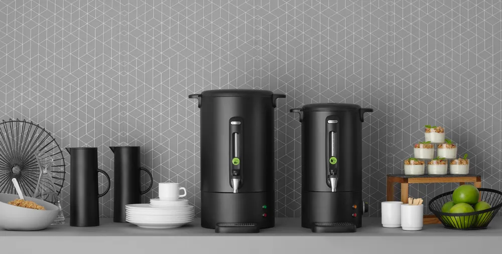 Distributeur à boissons chaudes noir mat – Design by Bronwasser, HENDI, 16L, Noir, 220-240V/1650W, 357x380x(H)502mm