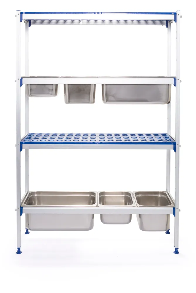 Rayonnage en aluminium pour bacs gastronormes, HENDI, 1120x355x(H)1685mm