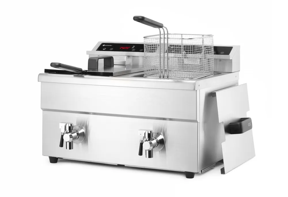 Friteuse à induction avec robinet de vidange - 2 x 8 l, HENDI, Profi Line, 16L, 230V/7000W, 577x609x(H)410mm