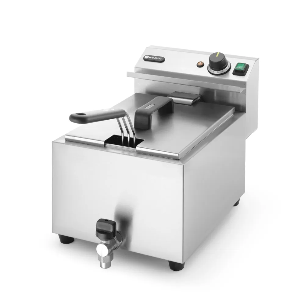 Friteuse Profi Line avec robinet de vidange - 8 l, HENDI, Profi Line, 8L, Gris clair, 230V/3500W, 305x515x(H)354mm