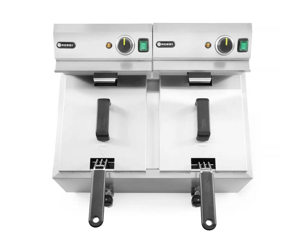 Friteuse Profi Line avec robinet de vidange - 2 x 8 l, HENDI, Profi Line, 16L, 230V/7000W, 610x515x(H)369mm