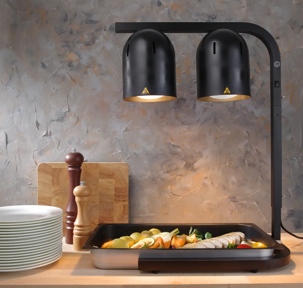 Portique chauffe-plat avec 2 lampes infrarouges, HENDI, Argent, 230V/250W, 453x360x(H)790mm