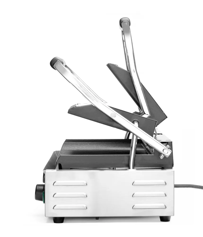Grill de contact - modèle double, HENDI, dessus et dessous rainurés, 230V/3600W, 570x395x(H)510mm