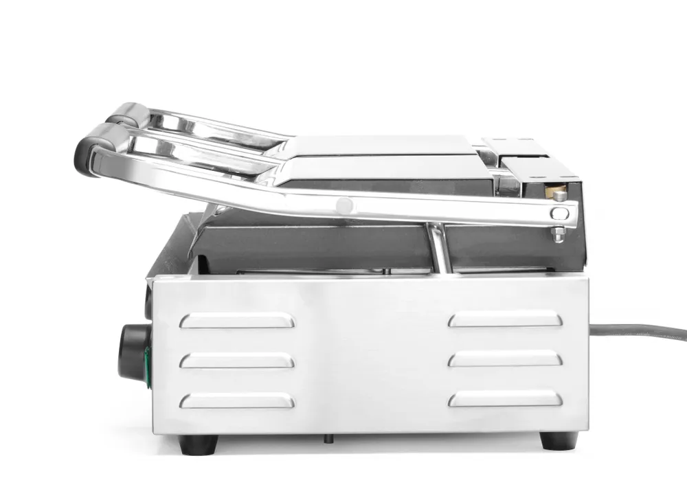 Grill de contact - modèle double, HENDI, dessus et dessous rainurés, 230V/3600W, 570x395x(H)510mm
