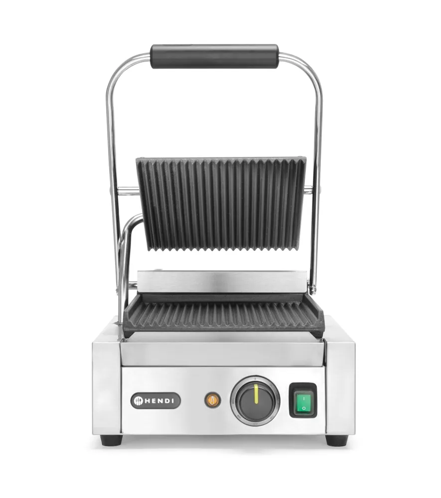 Grill de contact - modèle simple, HENDI, dessus et dessous rainurés, 230V/1800W, 310x426x(H)210mm