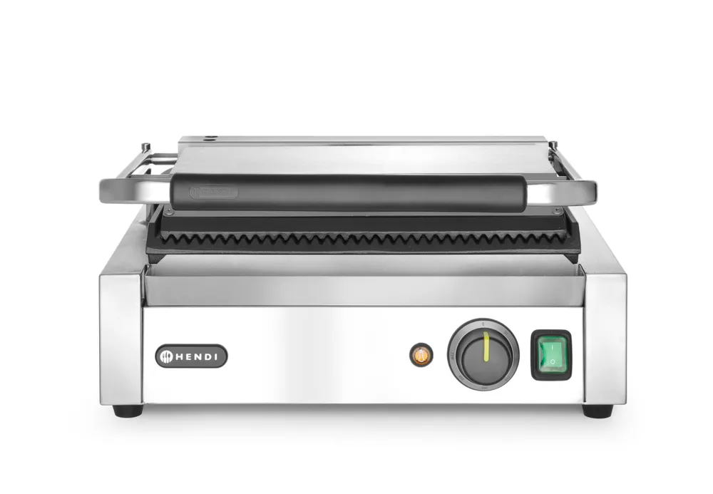 Grill de contact "Panini", HENDI, dessus et dessous rainurés, 230V/2200W, 432x396x(H)214mm