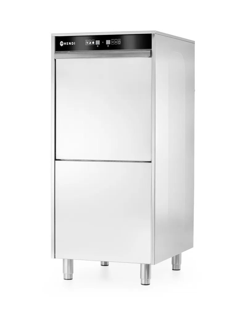 Lave-vaisselle 50x60 pour plateaux et casseroles – à commande électronique, avec système de dosage de détergent et pompe de vidange, HENDI, 400V/7100W, 595x777x(H)1335mm